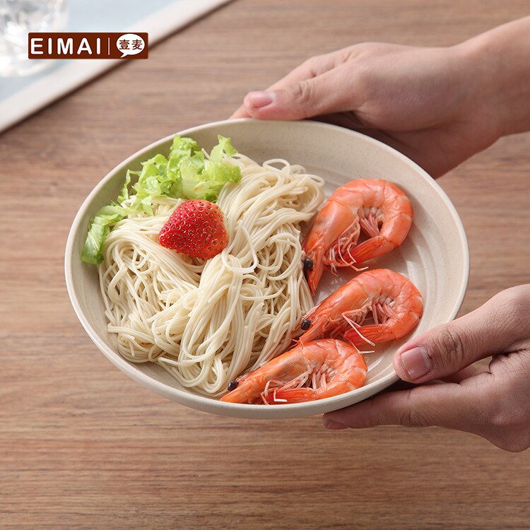 Environmental Protection Of Wheat Straw Plate Dishes Western Fruits Round Flat Plate Biodegradable Kitchen Utensils