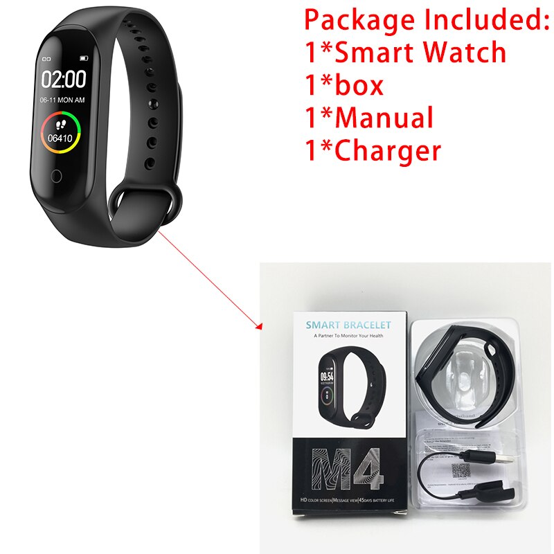 M4 Bracelet intelligent montre podomètre montres Bracelet montre de santé intelligente Bracelet de Fitness Bracelet pression artérielle moniteur de fréquence cardiaque bandes: 01
