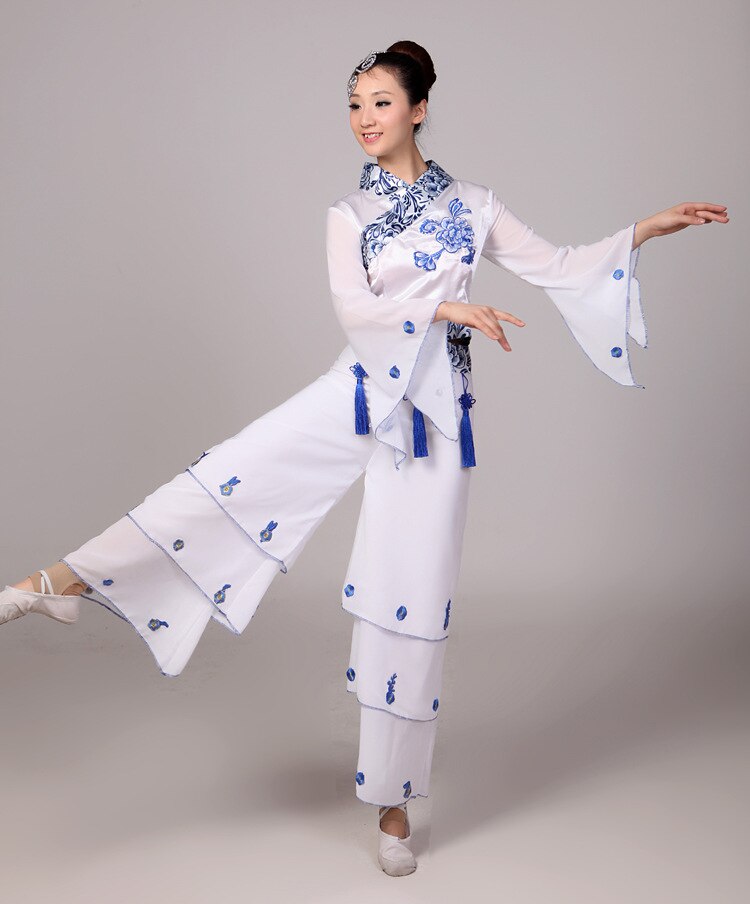 Ms. Yangko Dance Classical Dance Costume Adult Blue and White Costume National Dance Costume Stage Performance