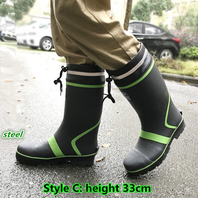 Steel Toe Anti-puncture Rubber Waterproof Boots Safety Non-slip Rain Water Shoes Men Aqua Wader Fishing Garden Car Wash Farm Mud