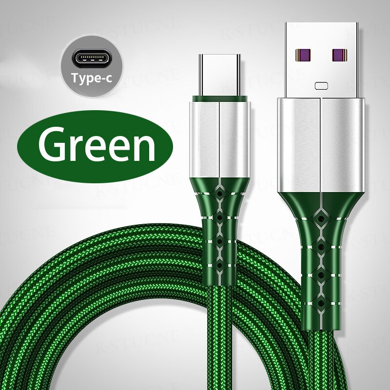 5A Aufzurüsten Typ C USB Kabel für Huawei Samsung S20 S10 S9 Quick Charge 3,0 Schnelle Lade Typ-C telefon Kabel Daten Draht: green / 100CM