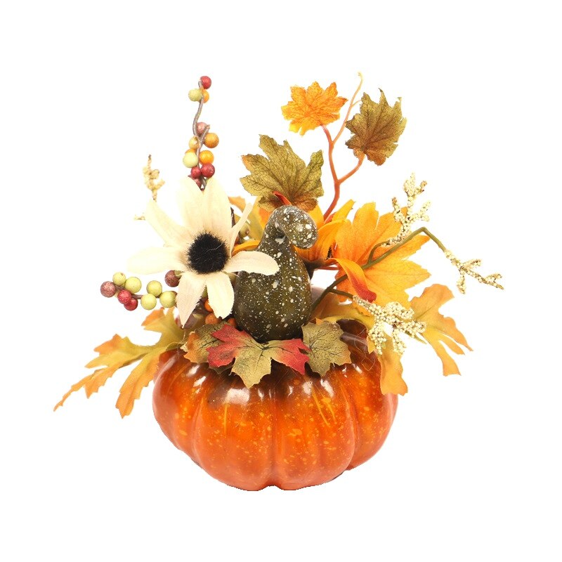 DIY Artificial Mini Pumpkin Fall Harvest Halloween Decor Props Acorn Berries Maple Leaf Artificial Pumpkin DIY Party Craft Props: A3