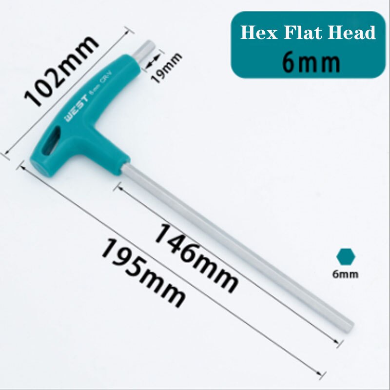 T-Handle Spanner Allen Key Hex Wrench Cr-v Alloy Flat Head Hexagon Universal Screwdriver Hand tool Universal Quick Snap Adapter: 6mm-1PCS