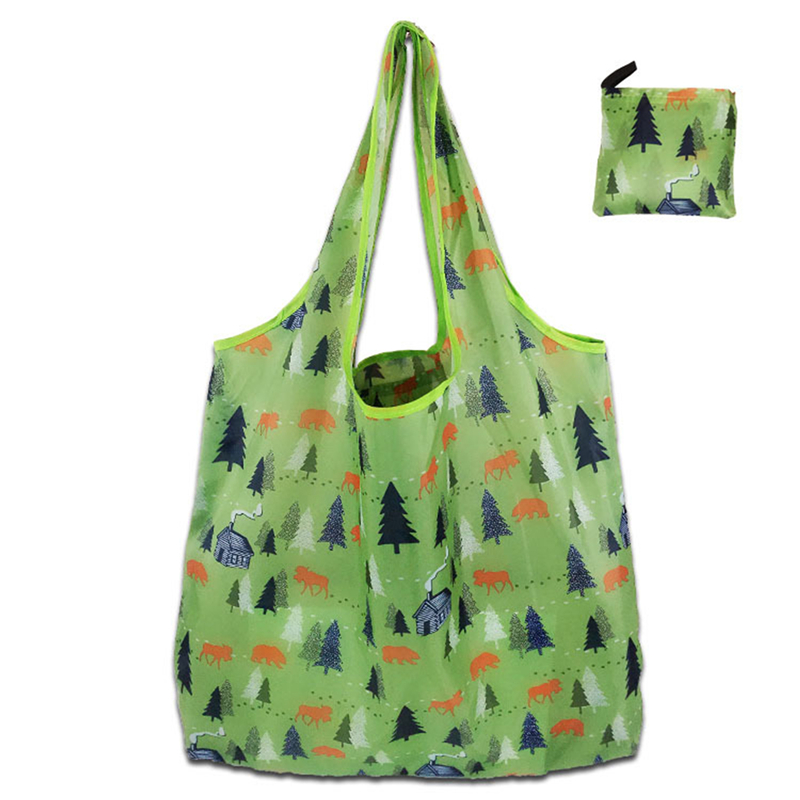 Bolsas de compras reutilizables para mujer, bolso de mano plegable de tela portátil, bolsa de comestibles ecológica, bolsos de mano plegables de gran capacidad para frutas y verduras: Verde