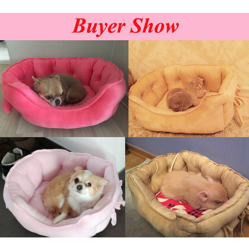 Pawstrip Leuke Boog Prinses Hond Bed Winter Zachte Puppy Bed Sofa Warm Cat Bed Huis Teddy Pommeren Huisdier Bed Voor hond Katten S/L