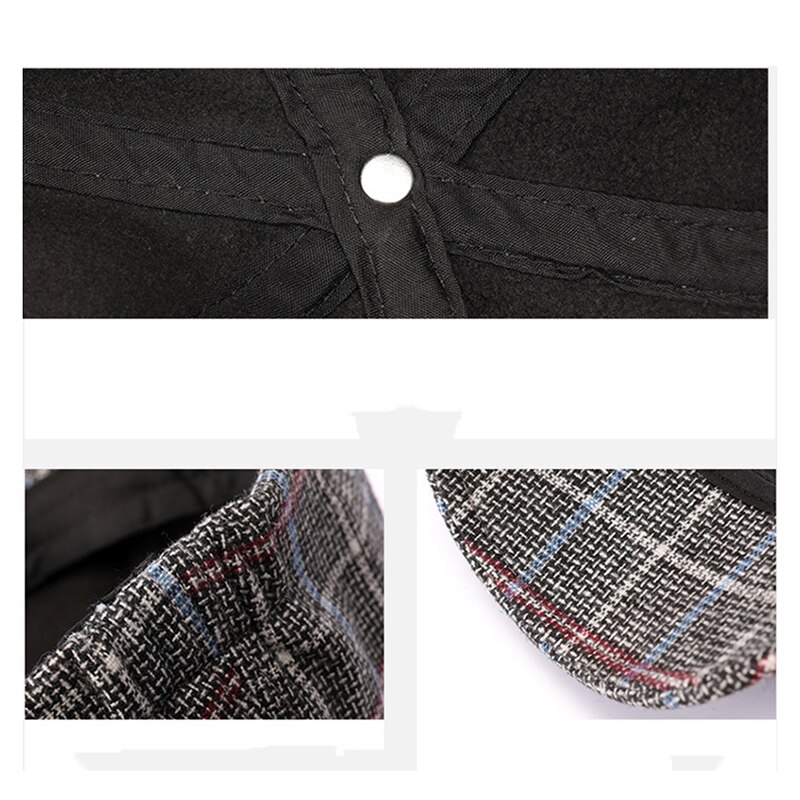 Gorra Newsboy para hombre, gorros cálidos de otoño e invierno para hombre, boinas de rejilla Retro negras y marrones, sombrero Octagonal, sombreros de papá, sombrero de pintor NR63