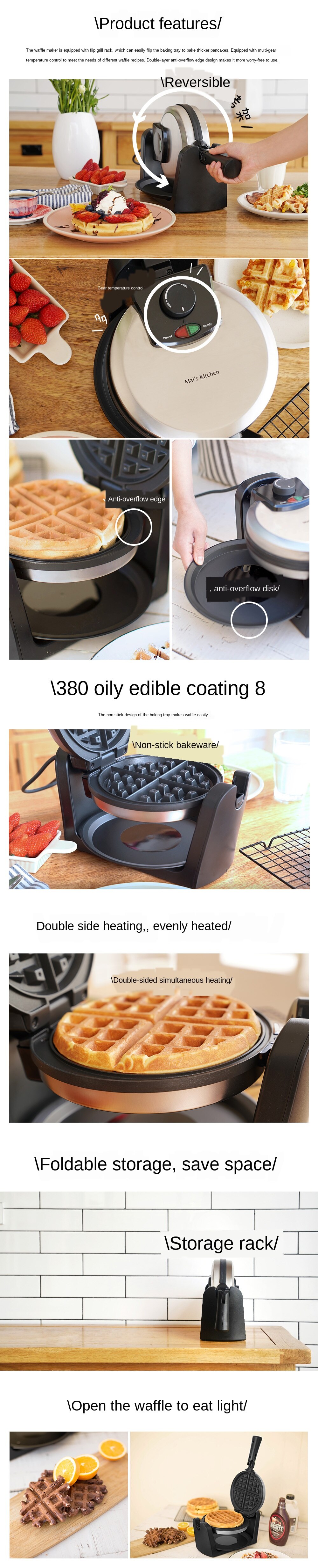 220V Kitchen Tumblet Type Waffle Machine Automatic Baking Muffin Machine Waffle Stove