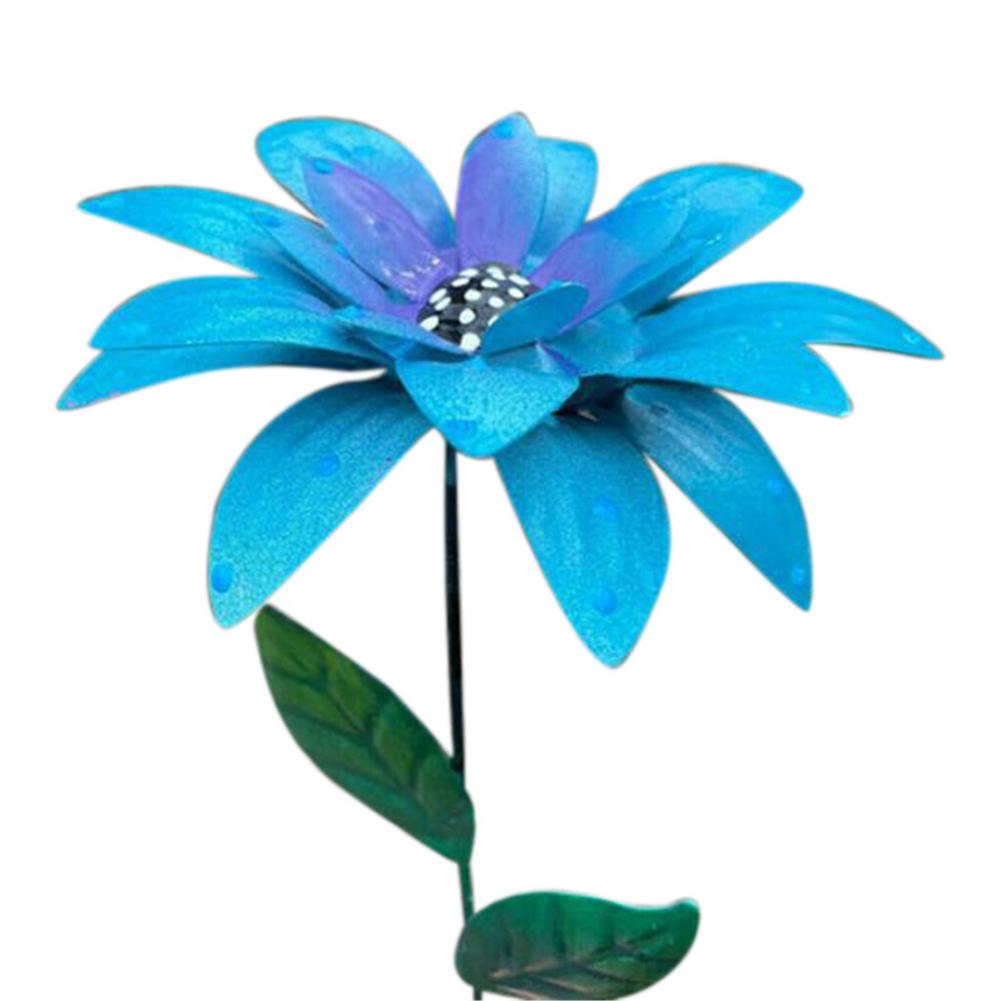 Outdoor Artificial Metal Flower Decor Garden Lawn Simulation Flower Flower Pot Terrace Metal Art Crafts Garden Decor Stakes: Blue