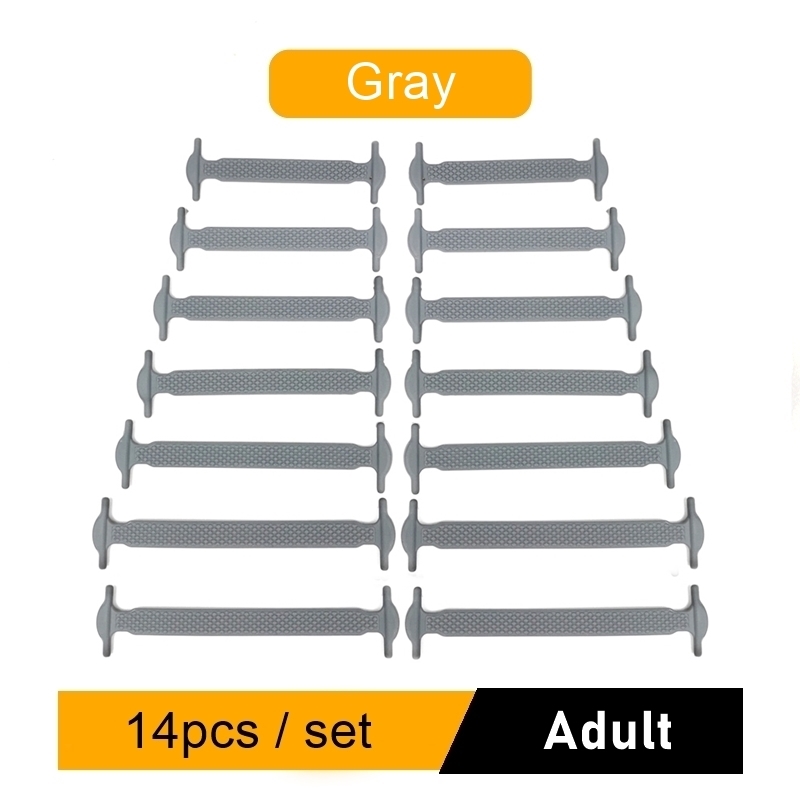 Lot de 16 lacets créatifs en Silicone, élastiques, pour chaussures sans cravates: Gray