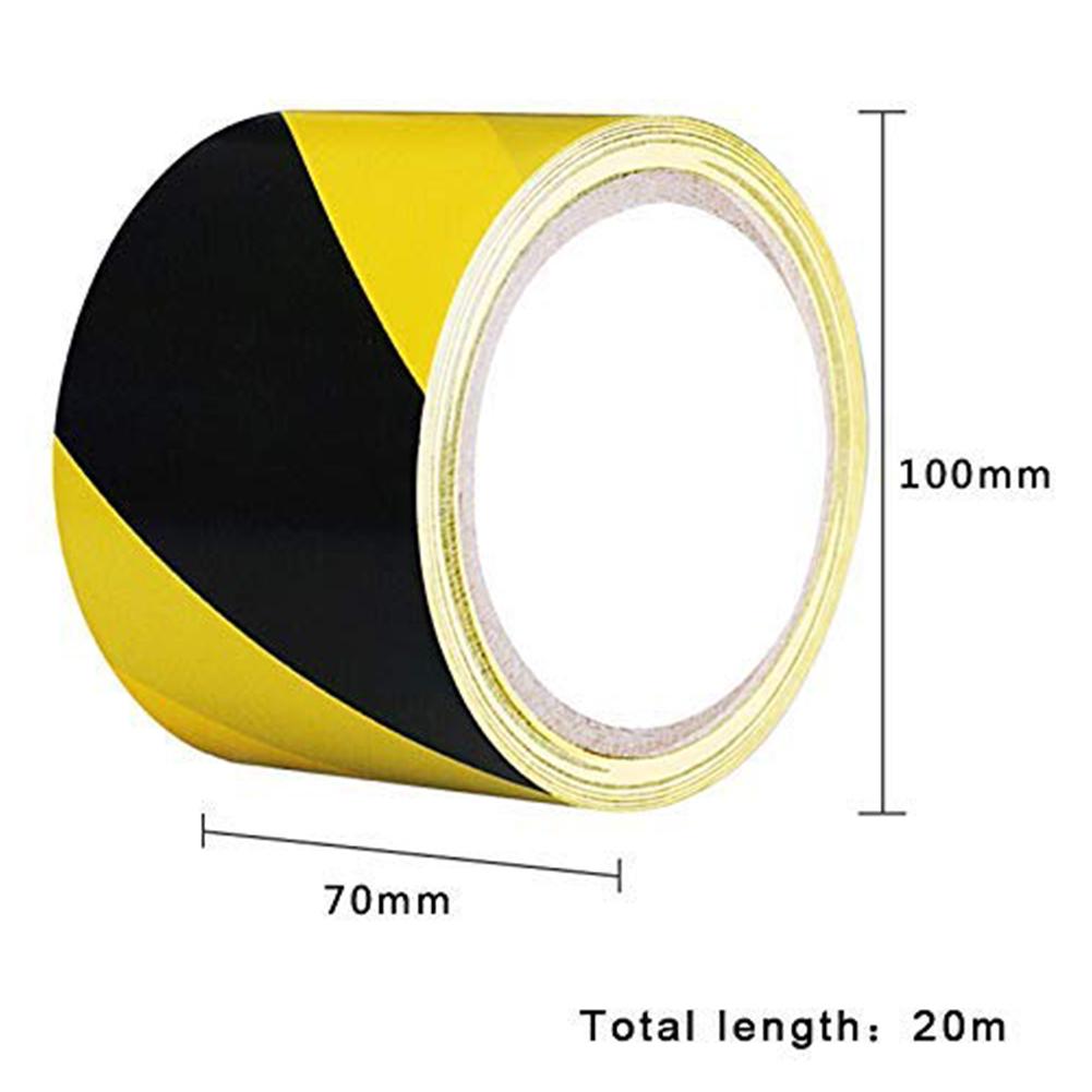 7Cm X 20M Veiligheidswaarschuwing Tape Zwart Geel Gevaar Sticker Pvc Lijm Werkplek Security Opvallende Markering Accessoires