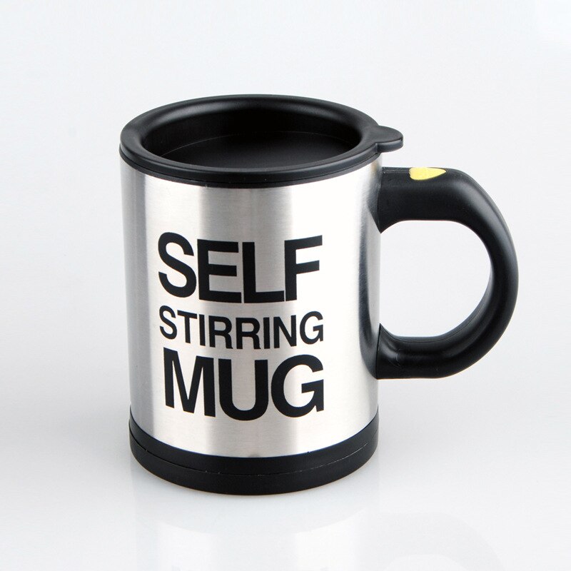 400 ML Self Stirring Mug Double Insulated Automatic Electric Coffee Cups Tea Milk Mixing Drinking Cup with Lid for Office Home: black