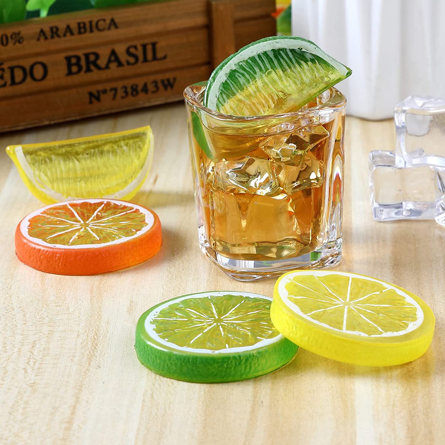 6 pezzi fondali fotografia di limone finto puntelli fette di lime artificiali sfondi fotografici imitazione frutta decorazioni per la tavola da cucina