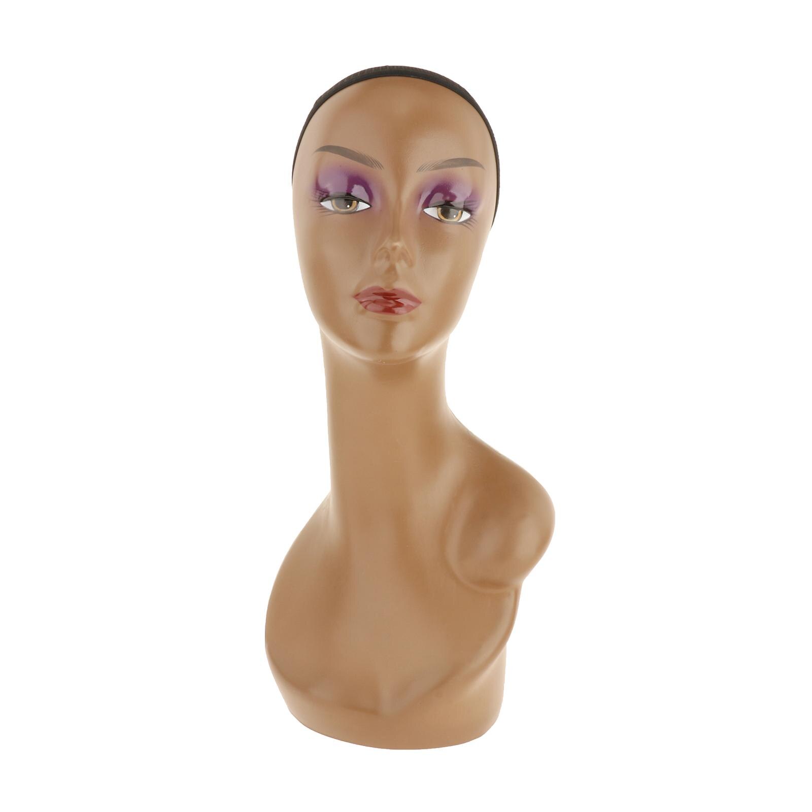 Cabeza de Maniquí de cosmetología femenina, cabeza de muñeca de entrenamiento de peluquería con cuello largo, pelucas y Dispay ideal para hacer, 1 unidad: F