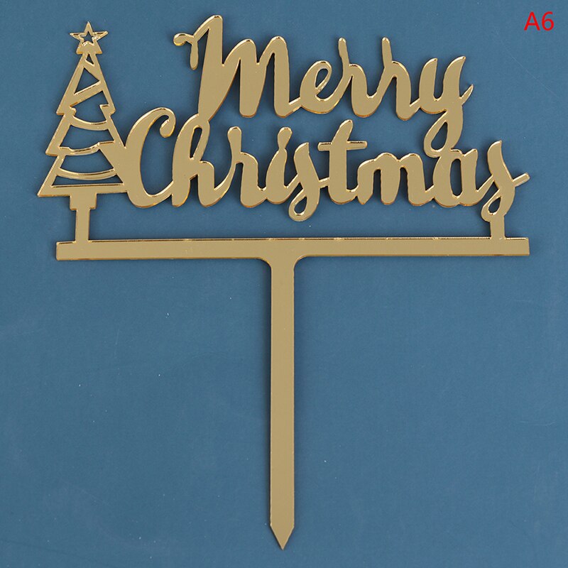 1PC Merry Christmas Cake Flag Topper Acrylic Cake Card Inserting Party Cake Decoration Christmas Plug-in party Supplies: 6