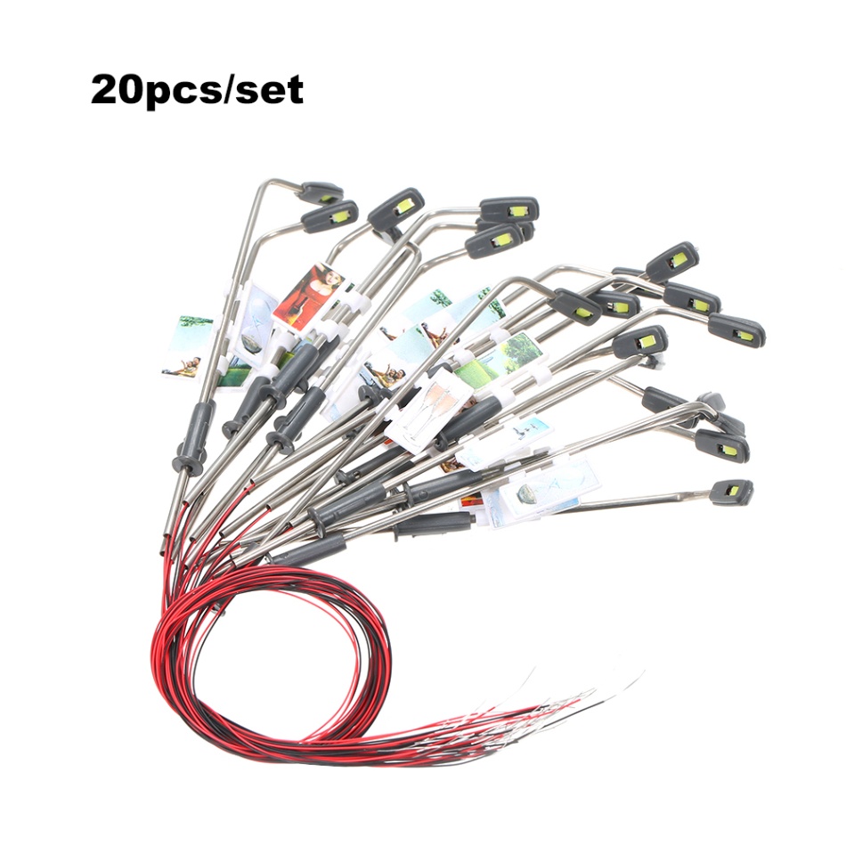 20 Stks/set Model Straatverlichting 1:200/150/100 Schaal Layout Lantaarnpaal Spoorweg Trein Tuin Speeltuin Landschap Led Lamp Verlichting: white scale 2