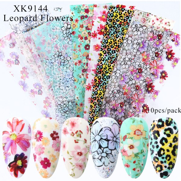 10Pcs Gel Transfer Folies Op Nagels Kleurrijke Vlinder Nagel Ontwerpen Sticker Tips Decals Diy Manicure Decoraties Tips LA1789: XK9144