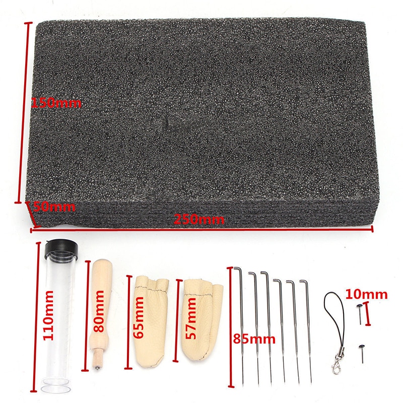 14Pices Woolen Needle Felting Starter Kit Wool Felt Tools Mat included Needles Finger Poke Branches Accessories Craft Set