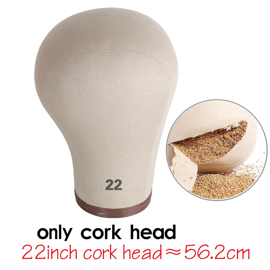 Alileader-Cabeza de bloque de lona de corcho suave para peluca, Kit de fabricación de pelucas, maniquí de , 21, 22, 23 y 24 pulgadas: 22 Cork Head
