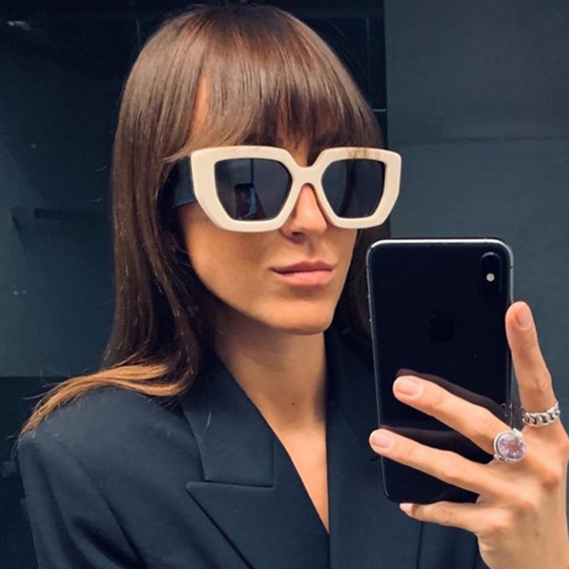 Vintage vierkante zonnebrillen voor dames en heren, beroemd luxe merk, grote frame-gradiënt zonnebril voor dames  uv400