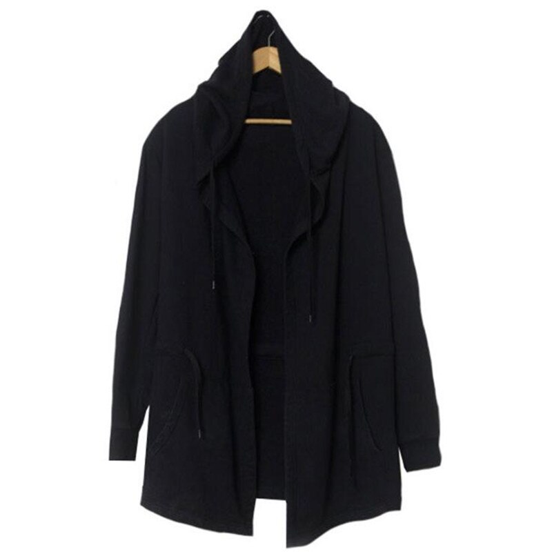Manteau trench à capuche pour homme, long cardigan gothique, à la , punk rock, hip hop, 5XL