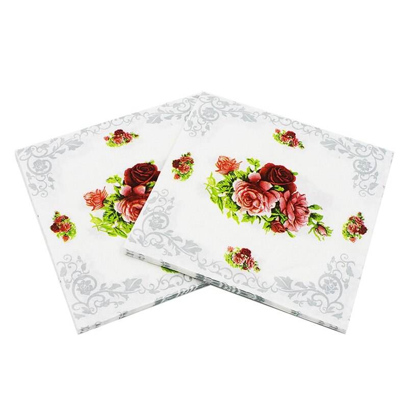 [Rainloong] Bloem Papier Servet Rose Feestelijke & Party Tissue Servetten Decoupage Decoratie Papier 33 Cm * 33 Cm 20 Stks/pak/Lot: Default Title