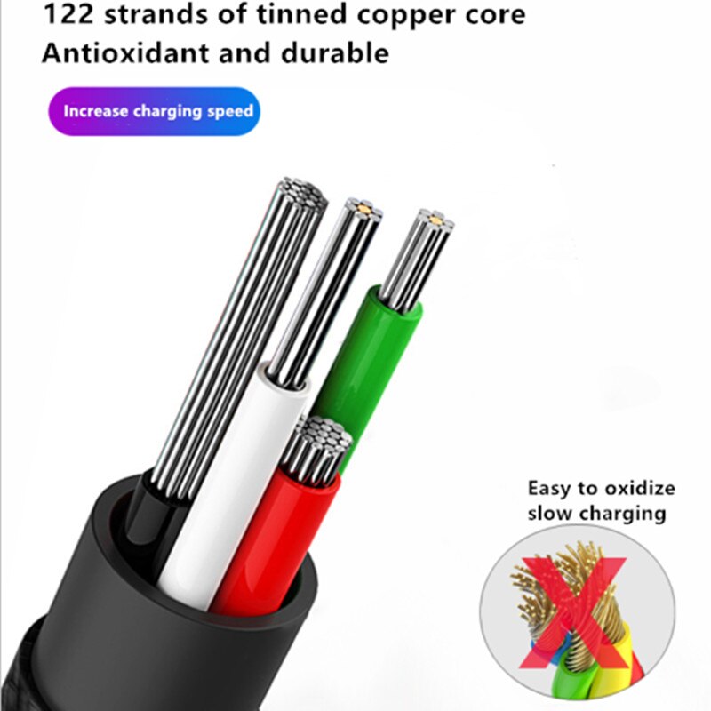 3 em 1 usb cabo de carga rápida 2.5a para carregador micro cabo usb para android usb e tipo-c cabo de carregamento rápido portátil cablei