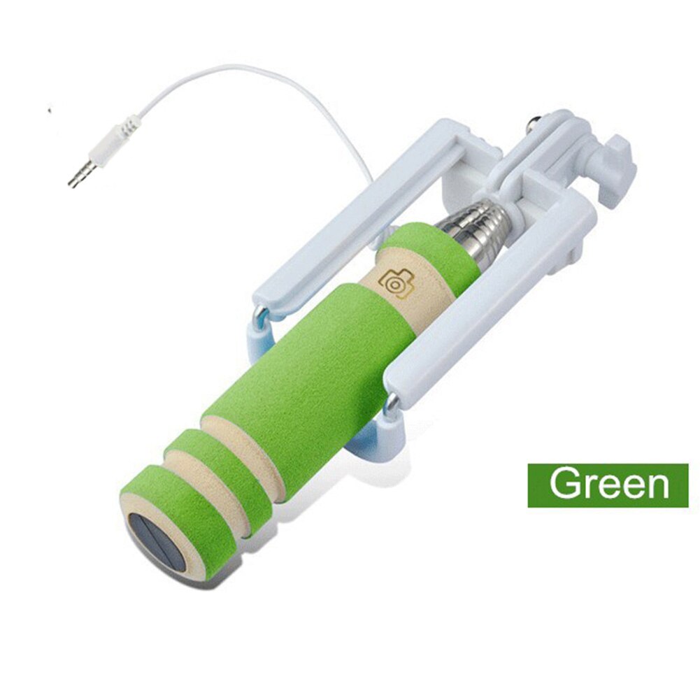 Palo Selfie Universal con cable para Android 7 6 5 teléfono Xiaomi, soporte para trípode: GREEN