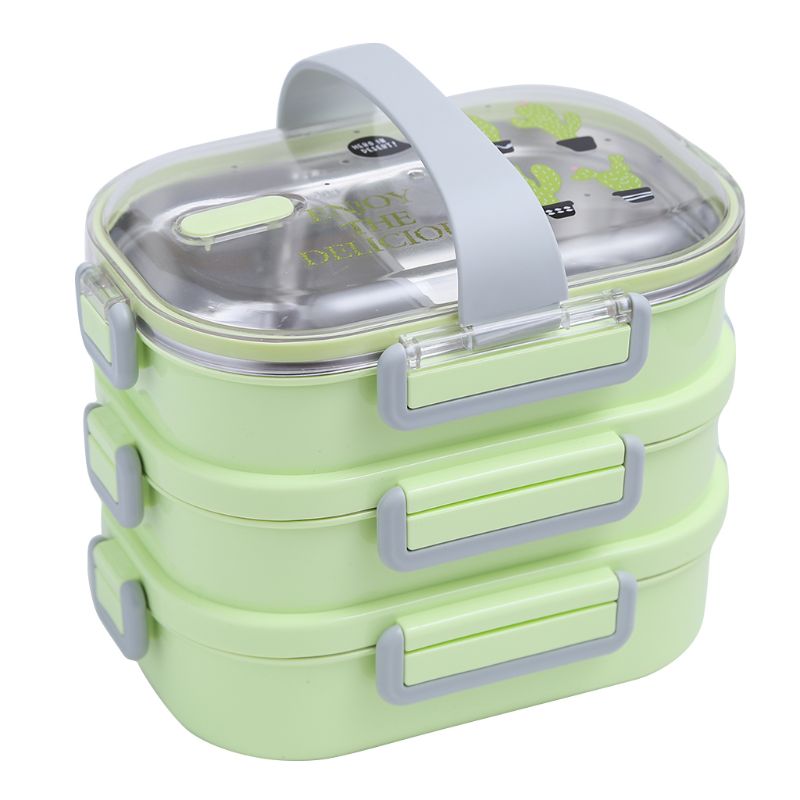 Lunch Box Stainless Steel Children's Lunch Box for School Picnic Camping: Green-3
