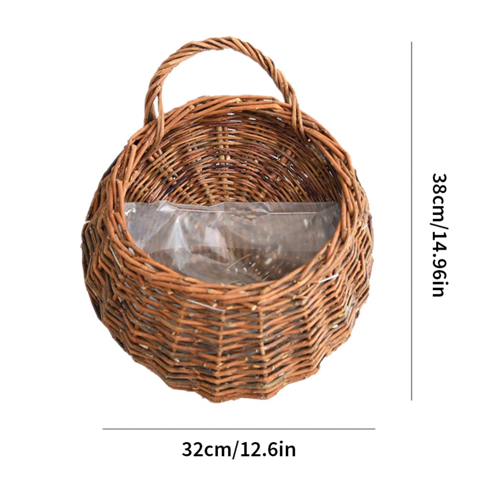 Hangende Geweven Rotan Vaasmanden Wandmontage Mand Handgemaakte Rieten Bloempot Bloem Planter Cachepot Huis Tuin Wijnstok Potten: Light Grey