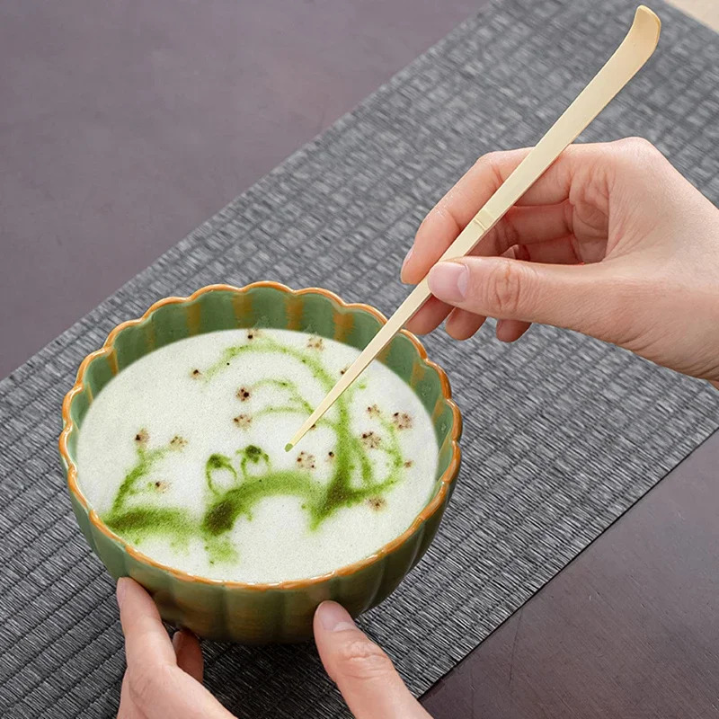 Matcha Whisk Set with Matcha Ceramic Bowl, Matcha Bamboo Whisk, Scoop, Sifter Home Kitchen Decor Tea Making Tools