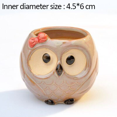 maison jardin décoration en céramique fleur Pos mignon hibou Miniature modèle Succulent Pot de fleur planteur décorations de bureau: C