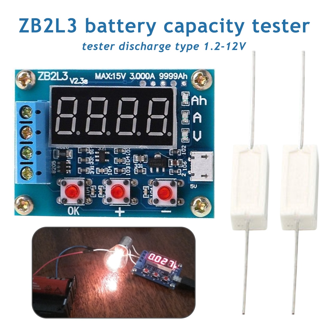 Compteur de Capacité de Batterie, Analyseur de Testeur de Décharge DC4.5-6V, Moniteur de Testeur