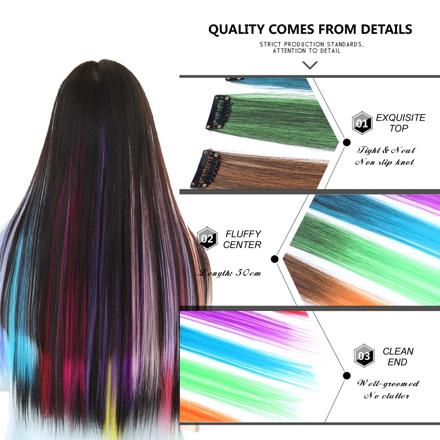 Alileader 12 Stks/partij Ombre Hair Extensions Clip In Een Haarstukjes Regenboog Synthetisch Clip Op Hair Extensions Roze Rood Grijs Blauw