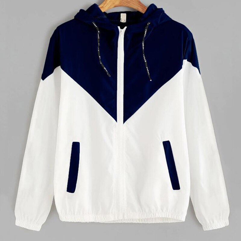 Vrouwen Hooded Hoodies Vrouwelijke Rits Zakken Casual Lange Mouwen Hoodies Herfst Lady Patchwork Sport Hoodies Femme