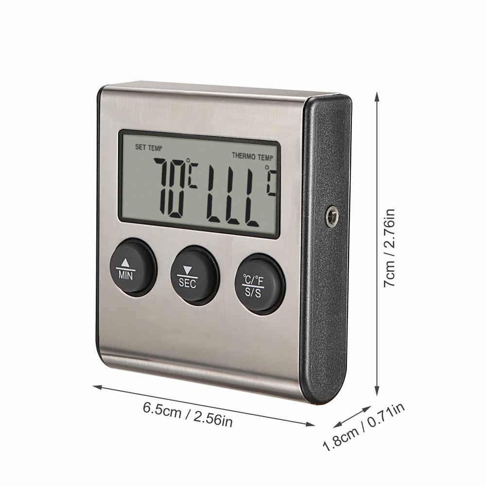 Sonde termometer digitalt kød termometer til madlavning køkkenovn ryger bbq grill med timer mode baggrundsbelyst stål sonde