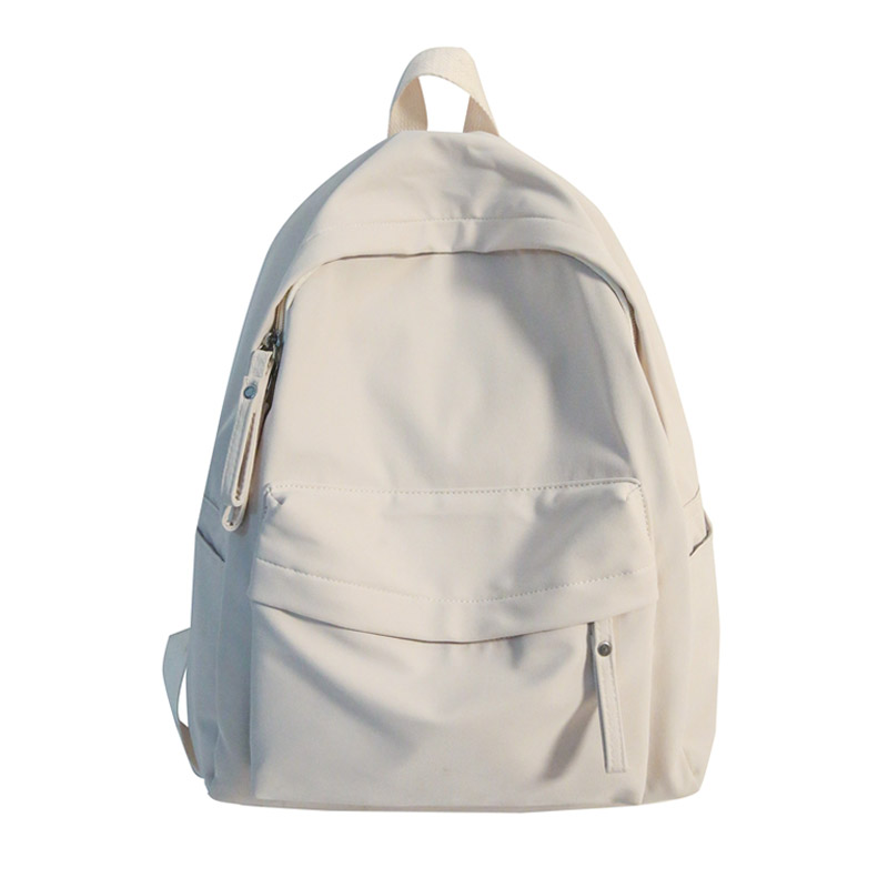 Mochila Simple de Color sólido para mujer, mochilas escolares de nailon impermeables para adolescentes y niñas, mochila de viaje para mujer, bolso de hombro 2022: Blanco
