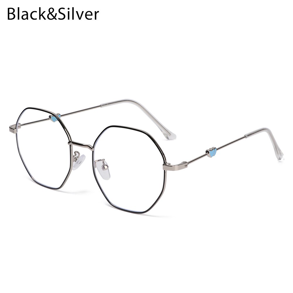 Classic Blue Light Blocking Glasses Women and Men Retro Round Metal Optical Eyeglasses Anti Eyestrain Computer Gaming Glasses: black silver