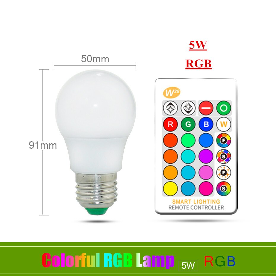 Magic RGB LED Light Bulb AC85-265V Smart Lighting Lamp Color Change Dimmable With IR Remote Controller 5W 10W 15W Smart Bulb: 5W RGB / 4Pcs