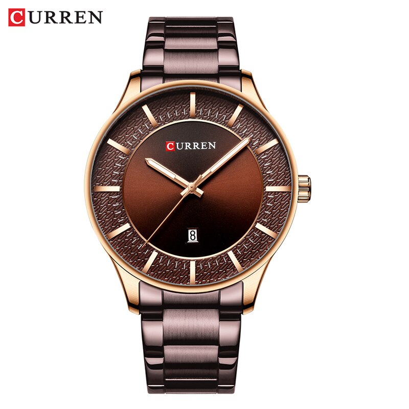 Luxe Gold Business Quartz Horloges Mannen Roestvrij Stalen Band Horloge Auto Datum Klok Mannelijke Klassieke Horloge: coffee watch