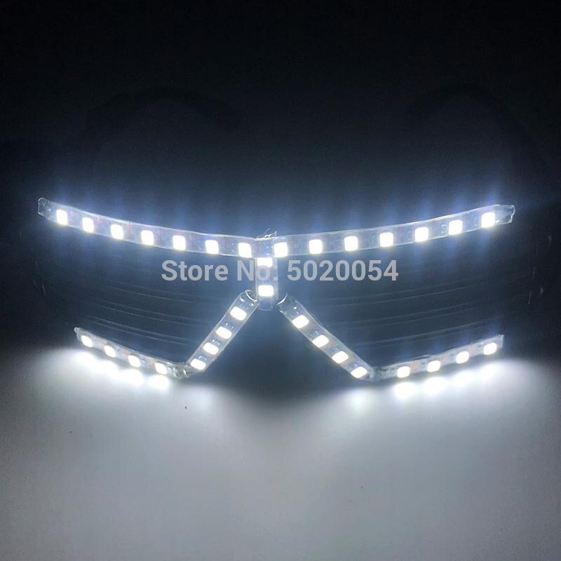 Popular Birthday Party Rave LED Glasses Night Vision Glasses Glow in Dark Unisex Light Up Glowing Glasses Flashing Sunglasses: Type 08-White