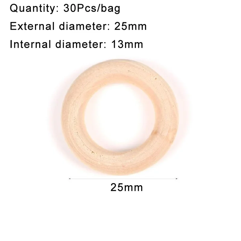 15-100mm feine naturholzringe, hölzerner beißRing für babys, kreis, diy-schmuckherstellung aus holz, ringspielzeug, anhänger, bastelaccessoires: 40mm 20 stück