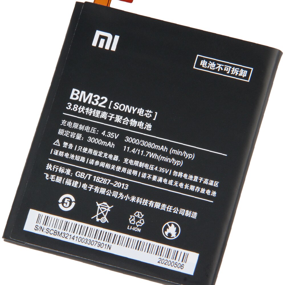 Bateria de substituição original para xiaomi mi 4 m4 mi4 bm32 telefone genuíno bateria 3080mah