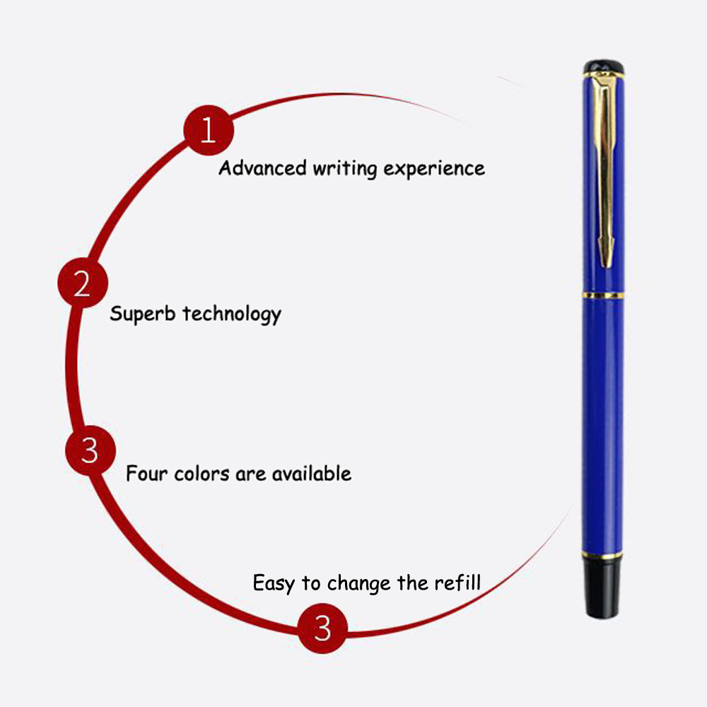 Stylo à bille de bureau en métal avec recharge, écriture fluide, encre bleue et noire, scolaire, 1 + 4 pièces par ensemble