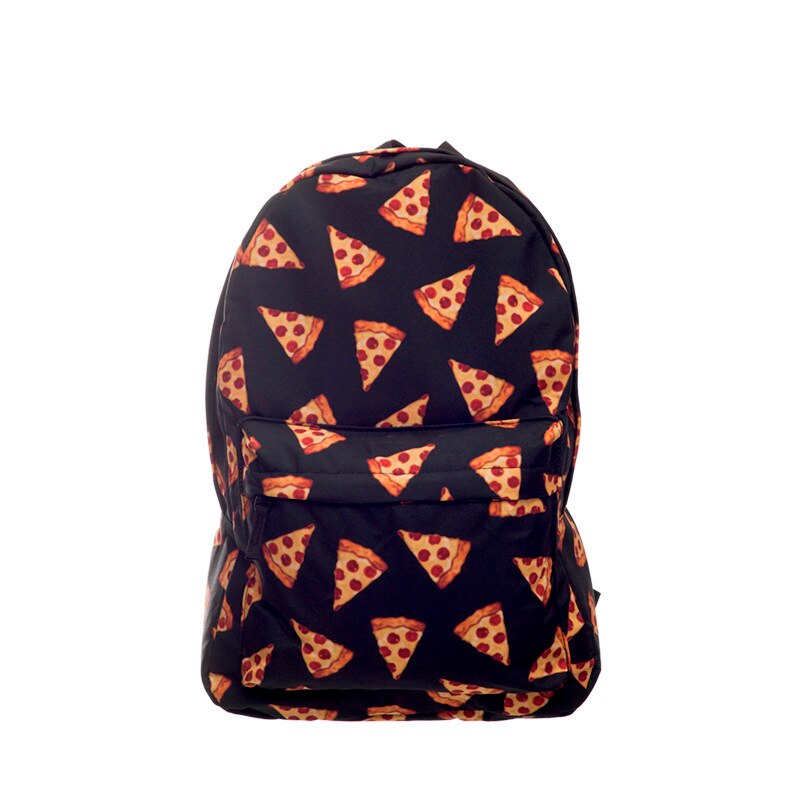 Zwart pizza 3D Afdrukken rugzak vrouwen mochila rugzakken who cares school mochilas rugzakken sac a dos rugtas zainetto: Default Title