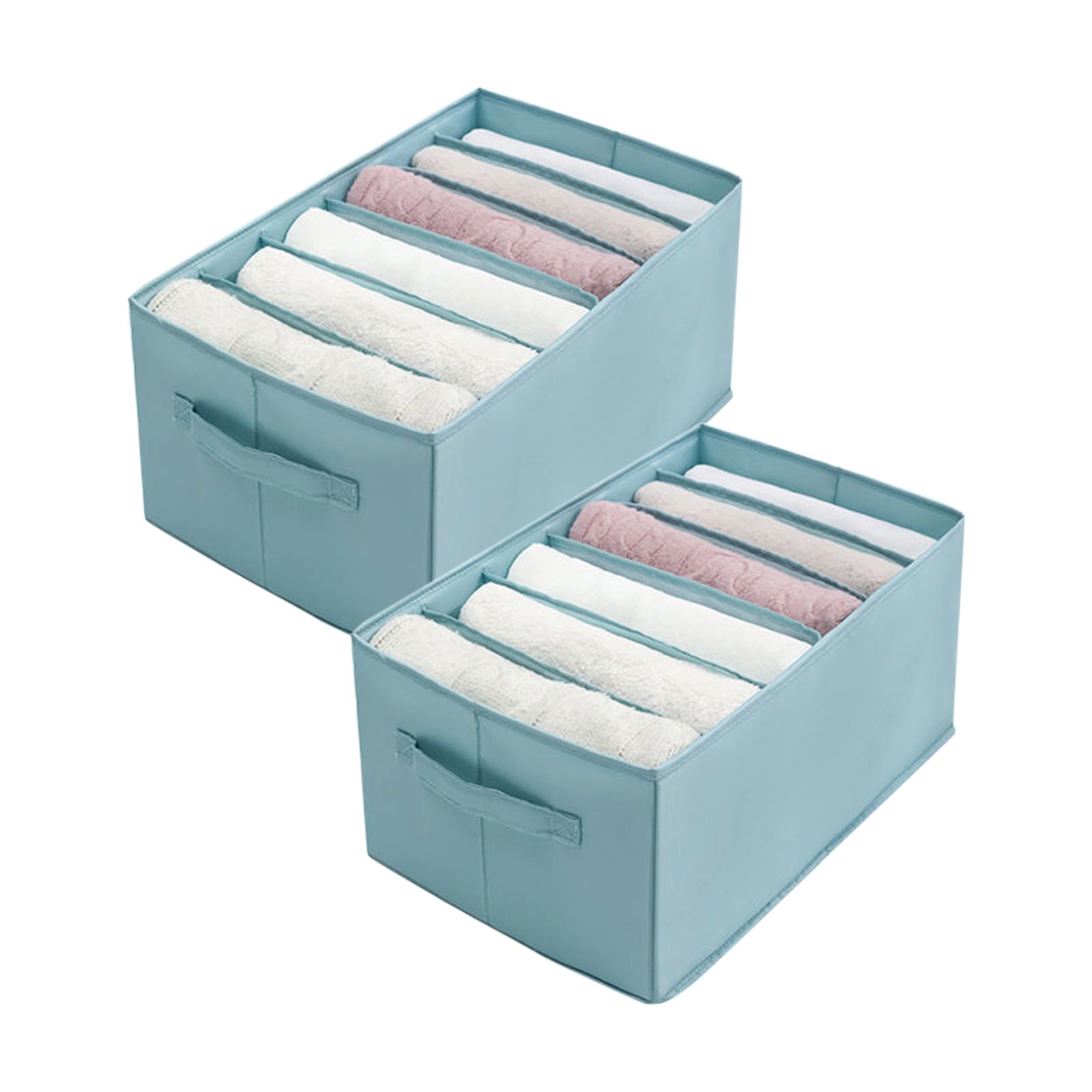 2PCS Wardrobe Clothes Drawer Storage Organizer Clothing 6 Grids Washable Foldable Closet Divider Laundry Underwear Cabinet Box: 2PC green 23x44x22cm