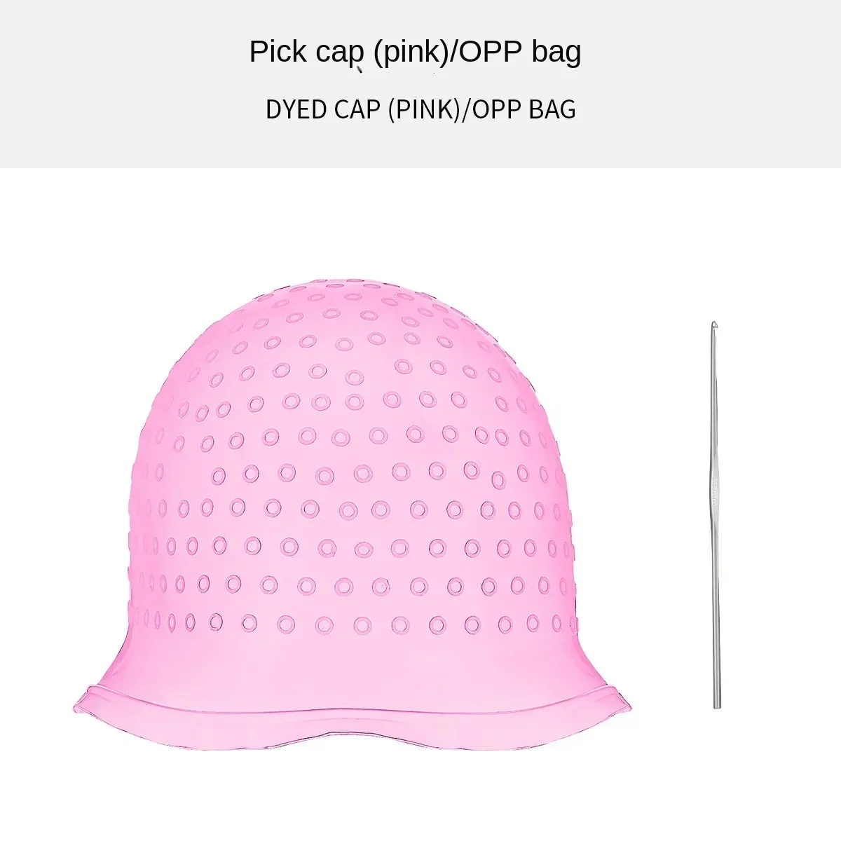 Gorro para teñir el cabello de silicona para salón, aguja reutilizable para teñir el cabello, sombrero para glaseado, tinte, herramienta de peinado, accesorios para el hogar: Rosa