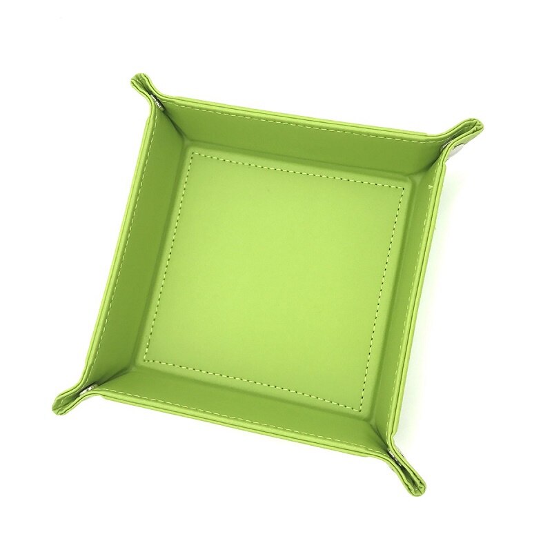 Xrhyy pu læder kammertjener bakke terningeholder multi-brug catchall bakke desktop natbord organisator sengekant caddy til kontoret eller hjemmet: Grøn