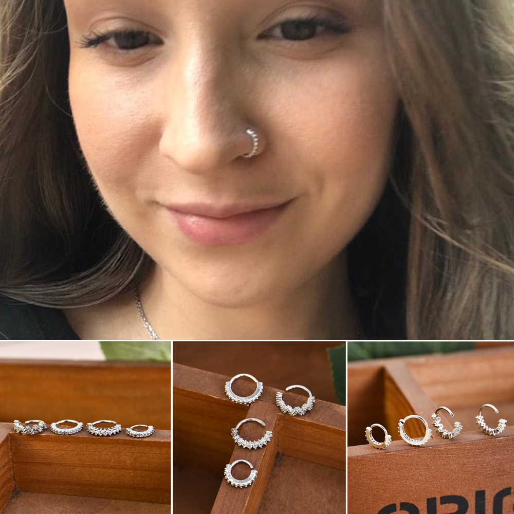 Silver Hoop Nose Ring Daith Snug Piercing Tragus Helix Cartilage Earring body jewelry for women septum ring ear gauges