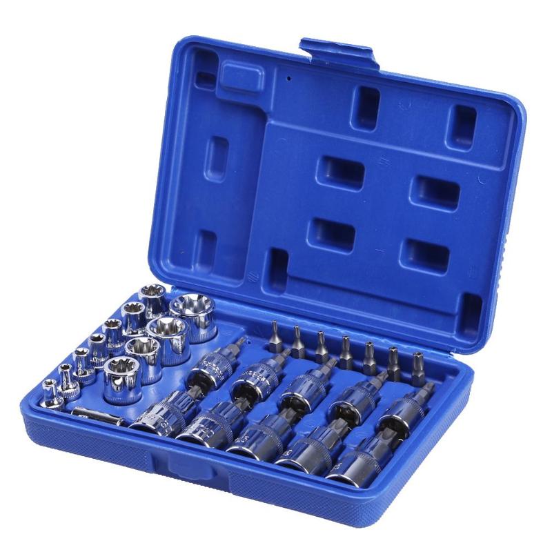 29Pcs/Box Torx Star Socket Screws Bit Set Male Female E & T Sockets Screwdriver Sleeve Auto Car Repair Tools Kit