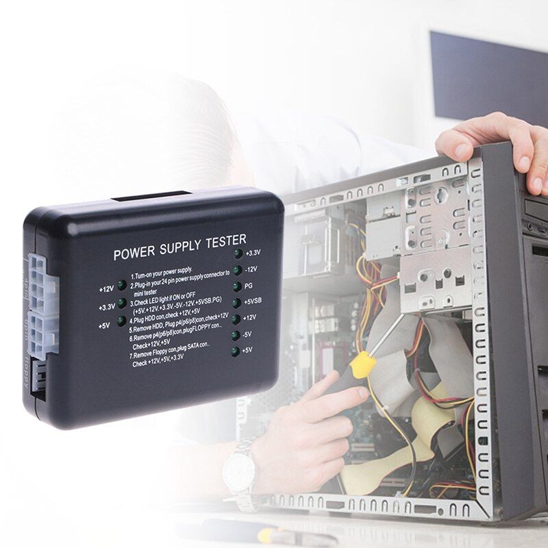 20/24 Pin ATX SATA HDD Power Supply Tester Checker Meter PC Computer Power Supply Measuring Diagnostic Test Tools
